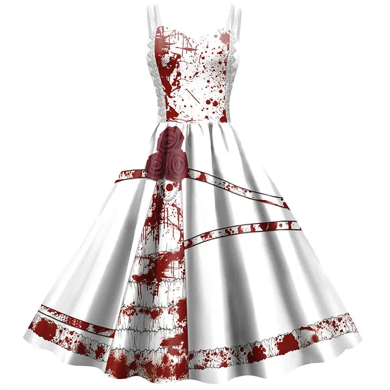 Gothic Bloody Rose Print Dress sold by GTHIC