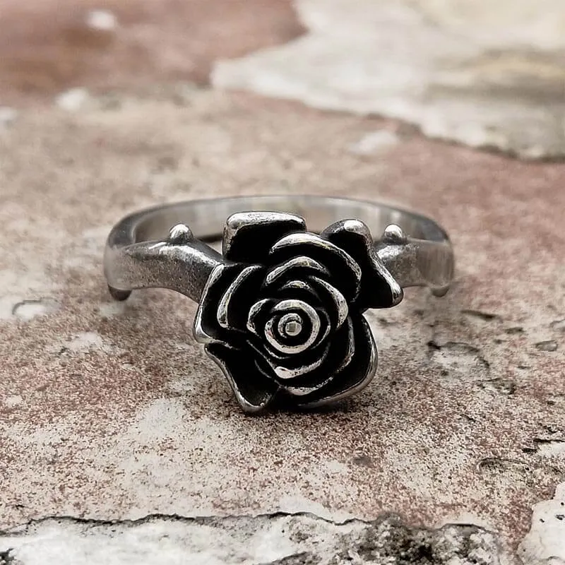 Vintage Rose Stainless Steel Gothic Ring sold by GTHIC