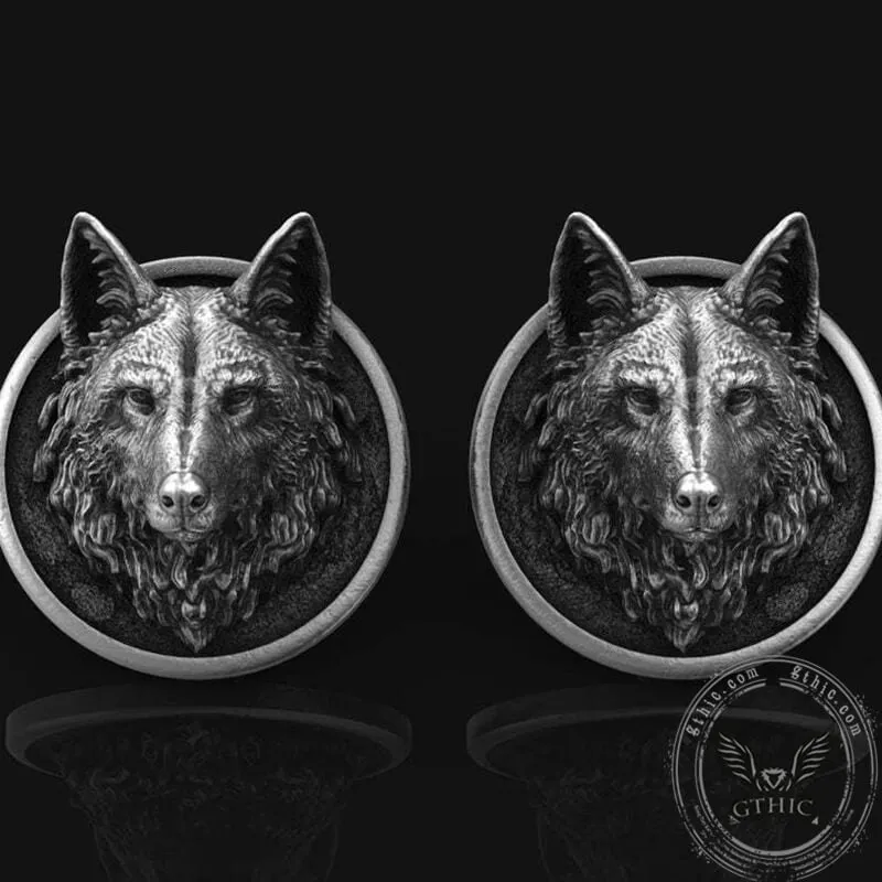 Wolf Head Pure Tin Fixed Backing Cufflinks sold by GTHIC product image thumbnail 2