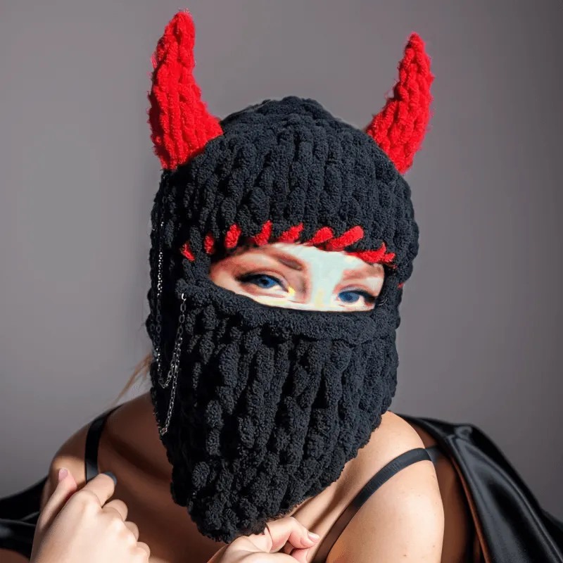 Devil Horns Knitted Balaclava Hat sold by GTHIC product image thumbnail 2