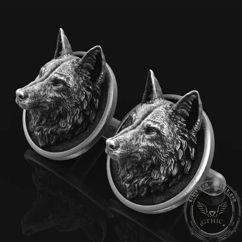 Wolf Head Pure Tin Fixed Backing Cufflinks sold by GTHIC product image thumbnail 4