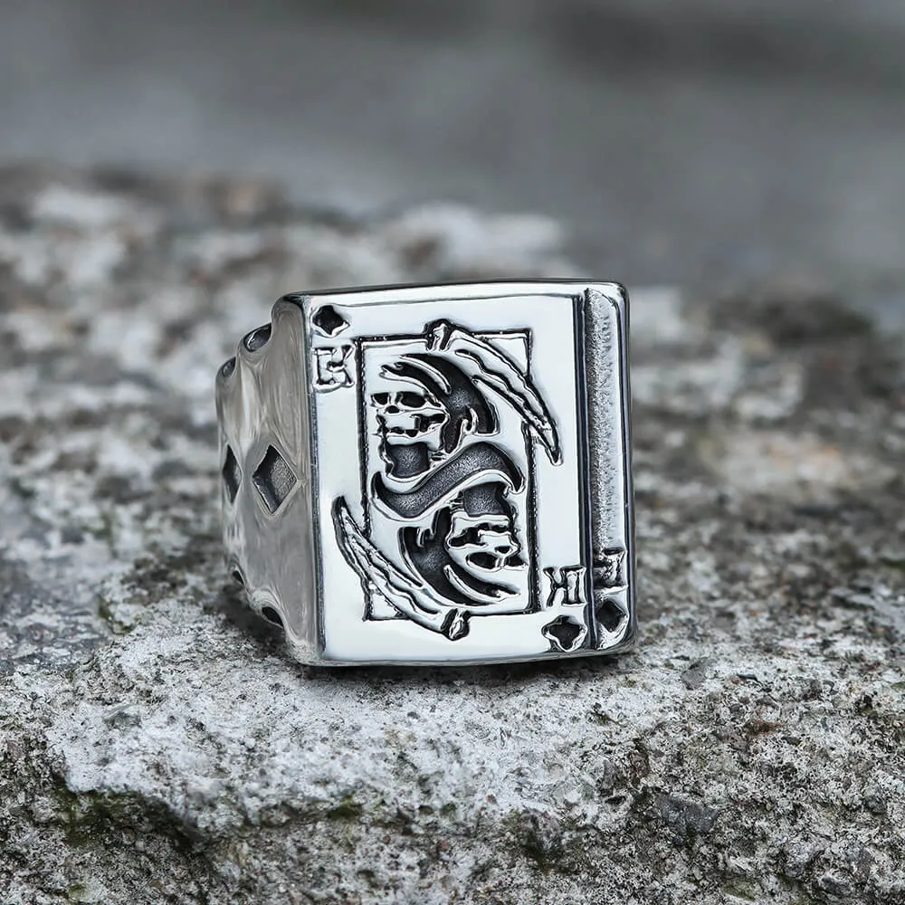 Grim Reaper Poker Stainless Steel Ring sold by GTHIC