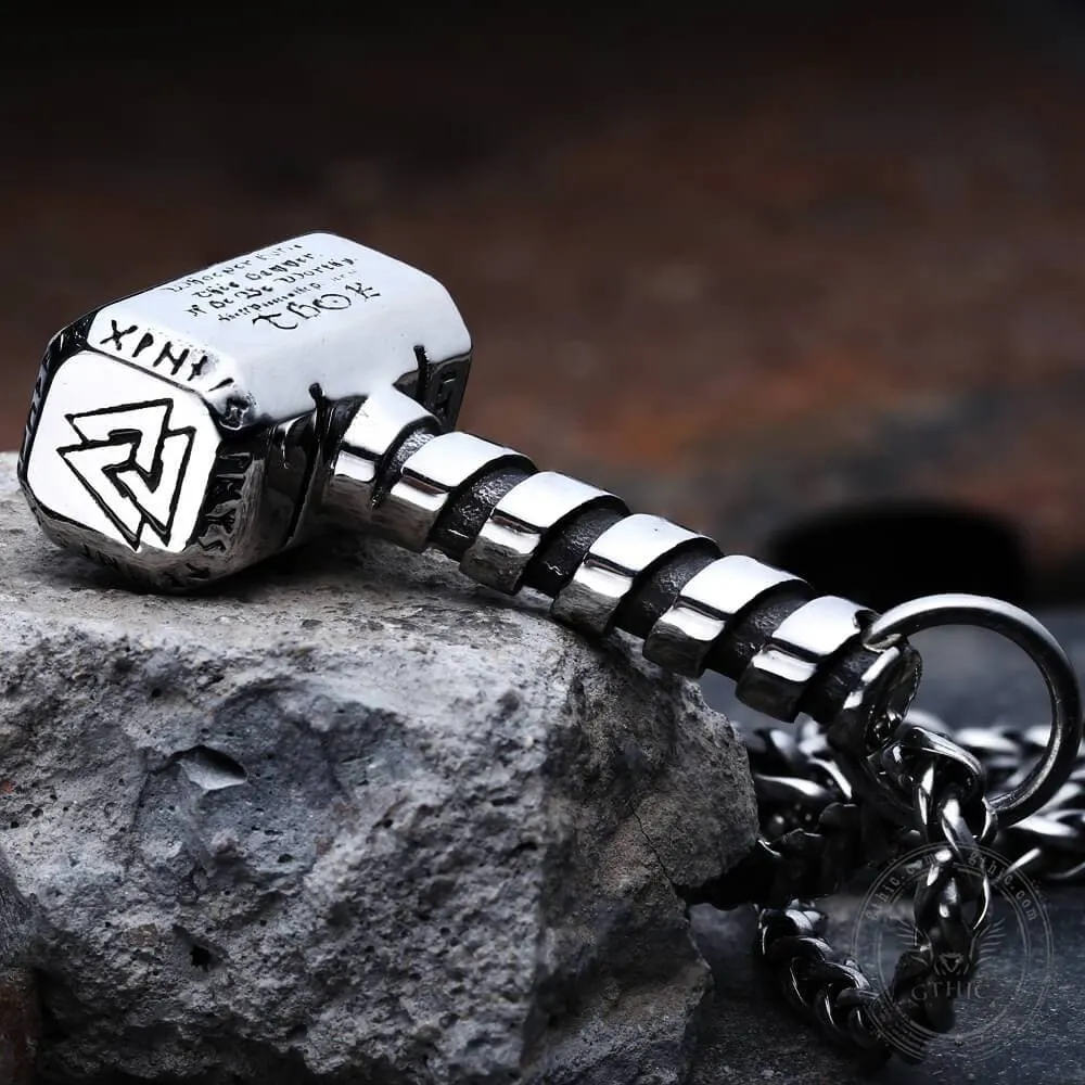 Thor's Hammer Valknut Stainless Steel Viking Necklace sold by GTHIC product image thumbnail 2