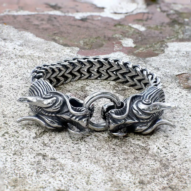 Double Chinese Dragon Stainless Steel Bracelet sold by GTHIC product image thumbnail 3