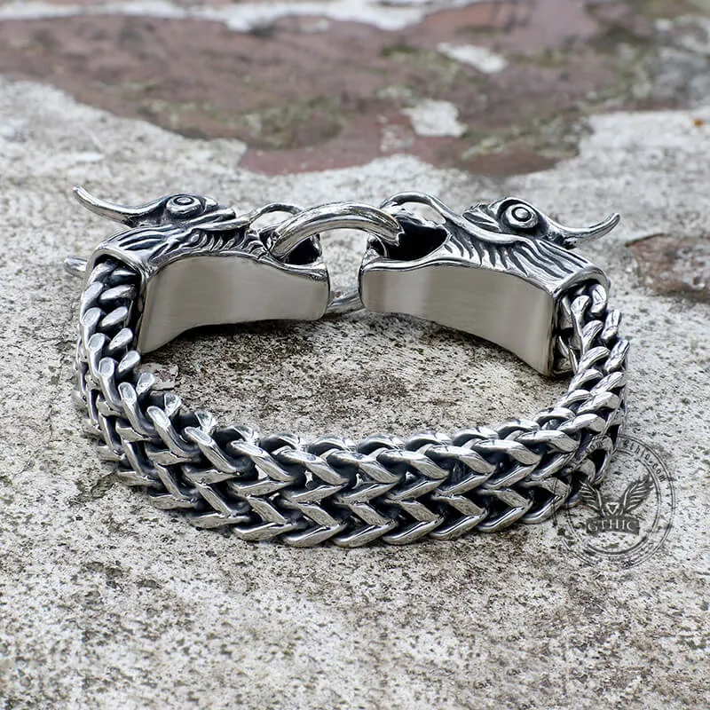 Double Chinese Dragon Stainless Steel Bracelet sold by GTHIC product image thumbnail 5