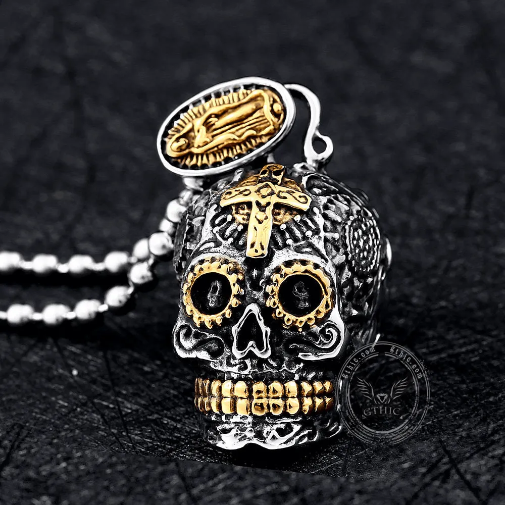 Vintage Cross Sugar Skull Pendant sold by GTHIC