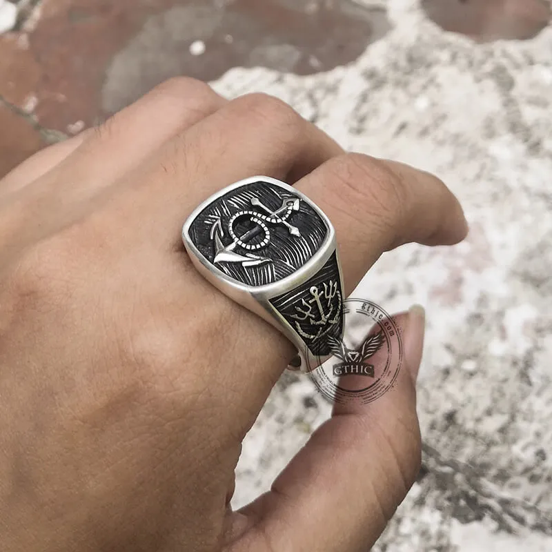 Navy Anchor Sterling Silver Marine Ring sold by GTHIC product image thumbnail 2