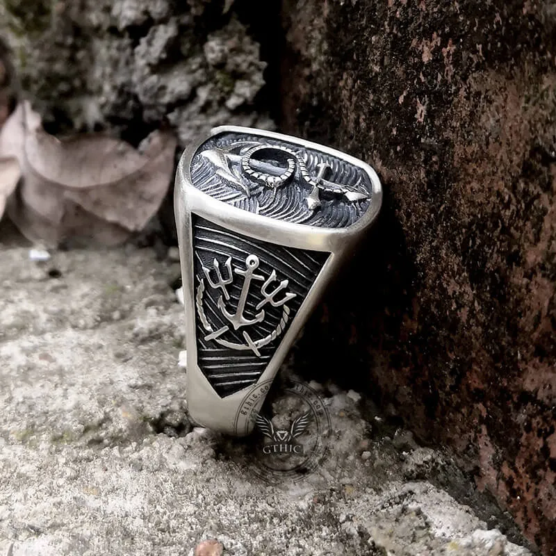 Navy Anchor Sterling Silver Marine Ring sold by GTHIC product image thumbnail 4