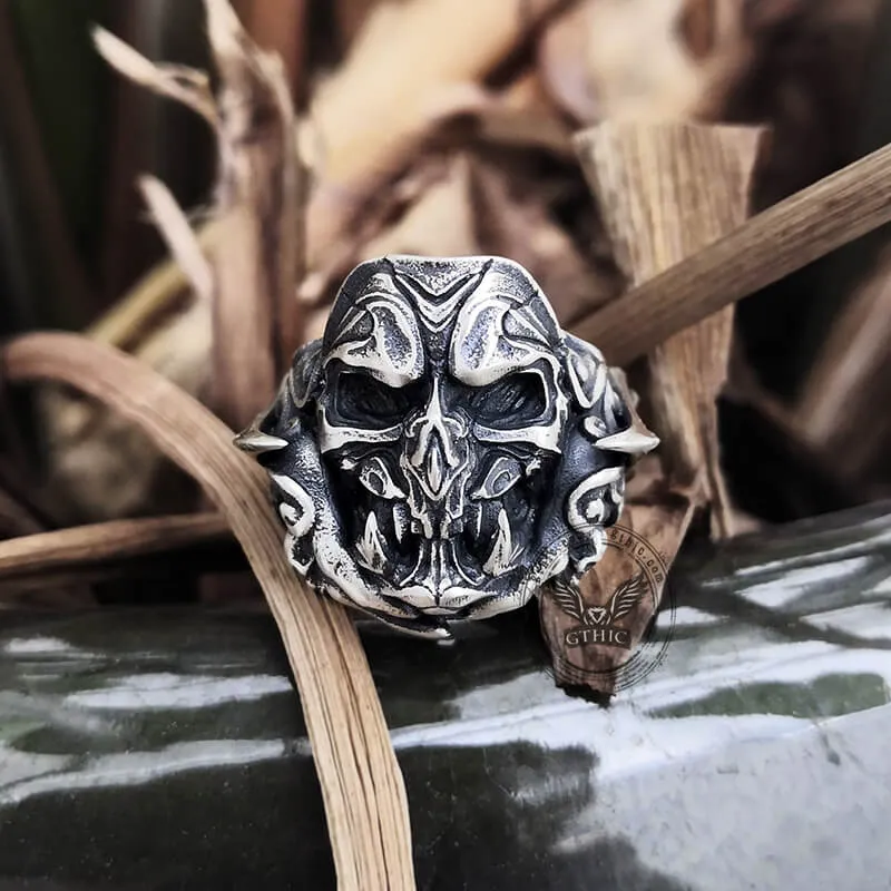 Evil Fangs Mask Sterling Silver Skull Ring sold by GTHIC