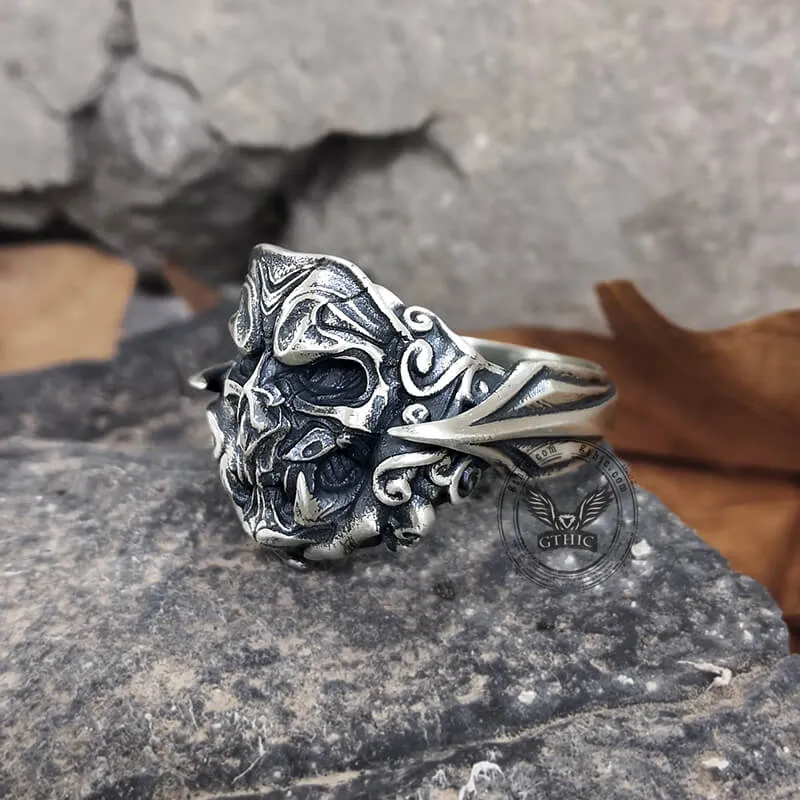 Evil Fangs Mask Sterling Silver Skull Ring sold by GTHIC product image thumbnail 3