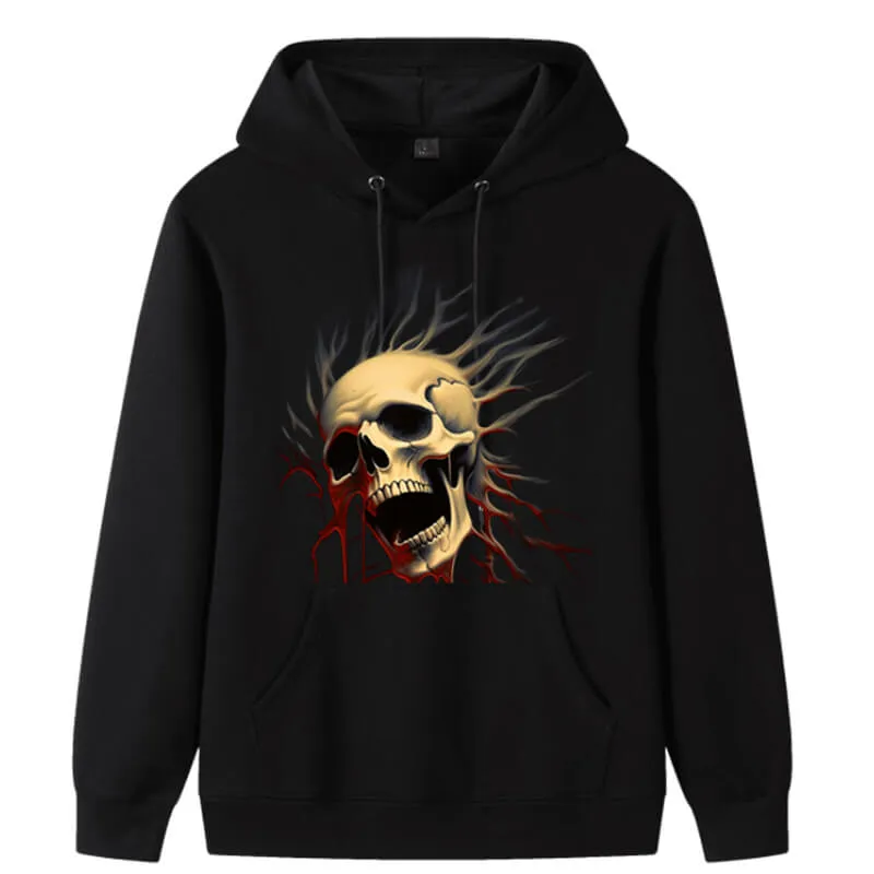 Gothic Skull Head Cotton Hoodie sold by GTHIC
