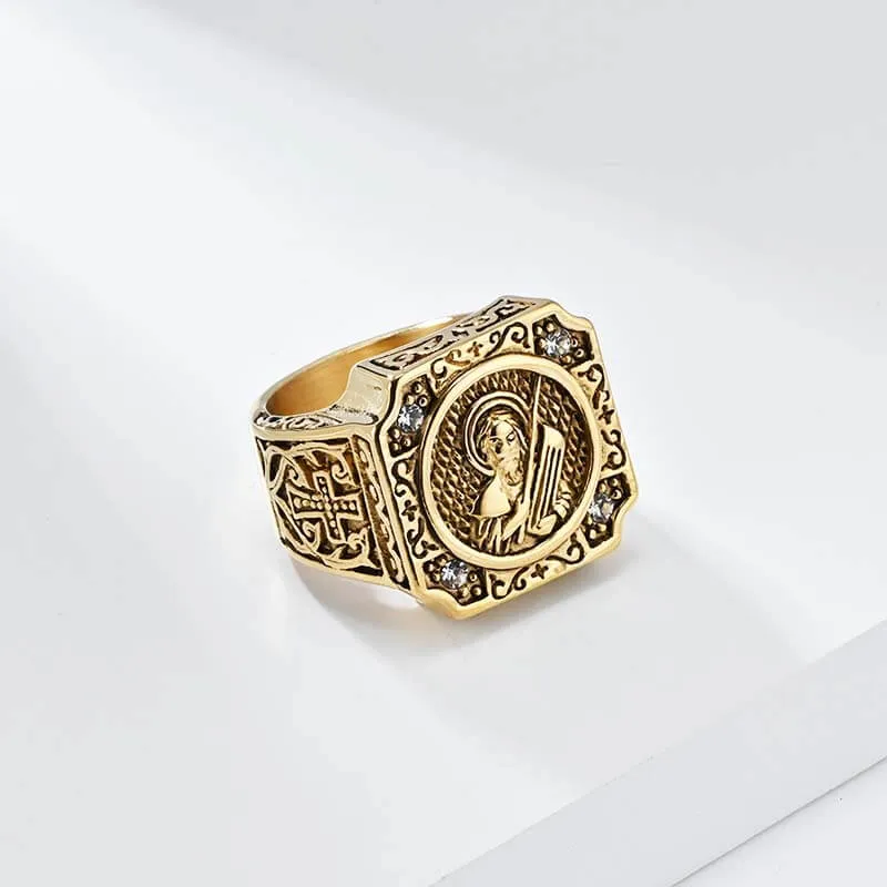 Vintage Portrait Cross Stainless Steel Ring sold by GTHIC product image thumbnail 5