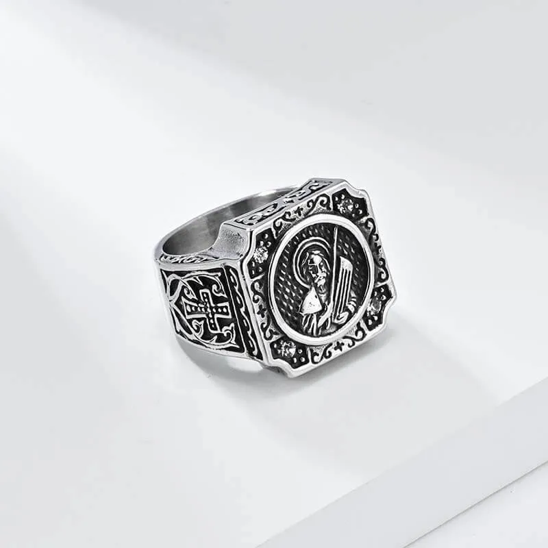 Vintage Portrait Cross Stainless Steel Ring sold by GTHIC product image thumbnail 3