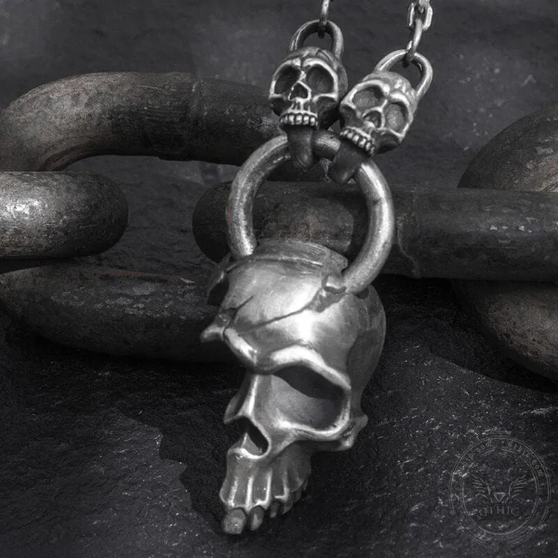 Damaged Half Face Sterling Silver Antique Skull Pendant sold by GTHIC product image thumbnail 2