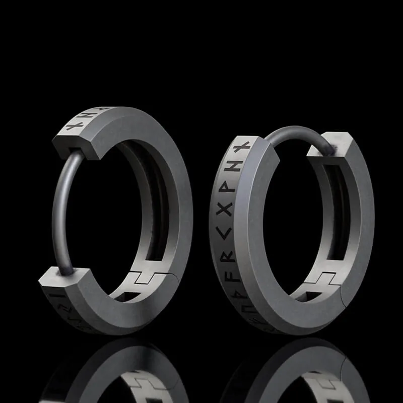 Viking Runes Sterling Silver Huggie Earrings sold by GTHIC
