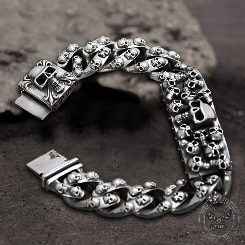 Retro Sterling Silver Skull Bracelet sold by GTHIC product image thumbnail 2