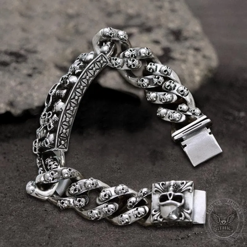 Retro Sterling Silver Skull Bracelet sold by GTHIC product image thumbnail 5
