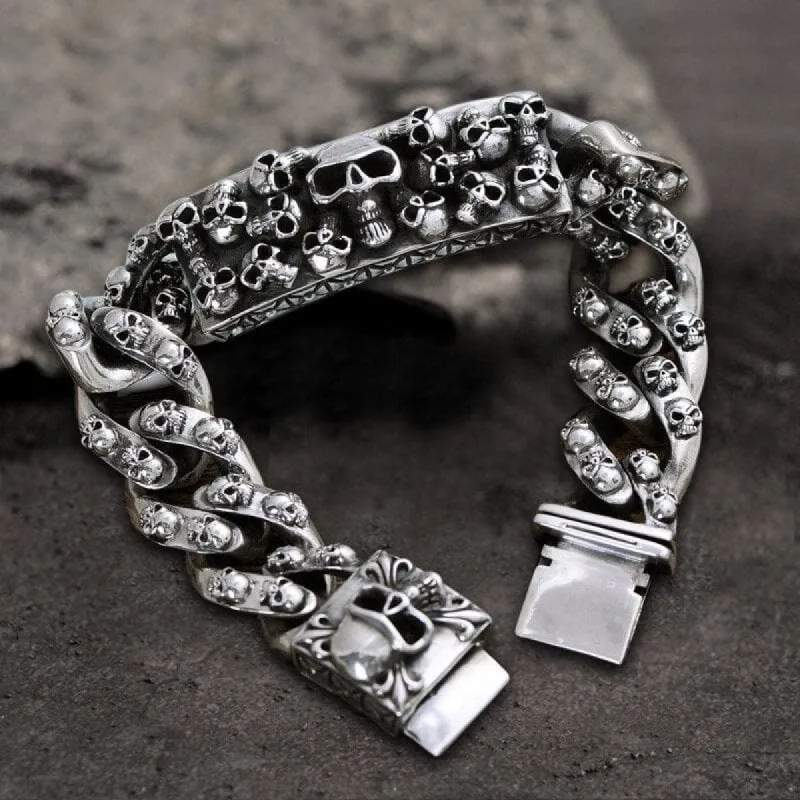 Retro Sterling Silver Skull Bracelet sold by GTHIC