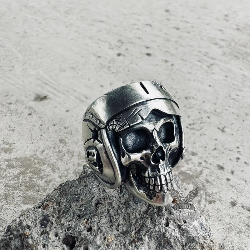 Aviator Helmet Skull Sterling Silver Ring sold by GTHIC product image thumbnail 4