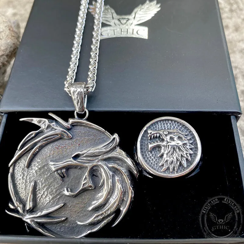 3 Pcs Howling Wolf Stainless Steel Jewelry Set sold by GTHIC product image thumbnail 2