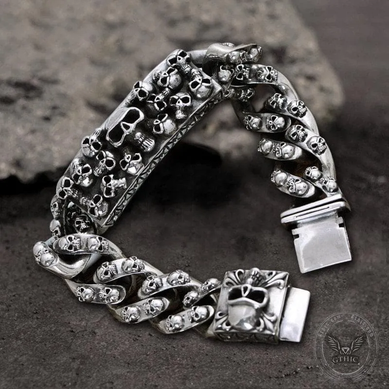 Retro Sterling Silver Skull Bracelet sold by GTHIC product image thumbnail 3