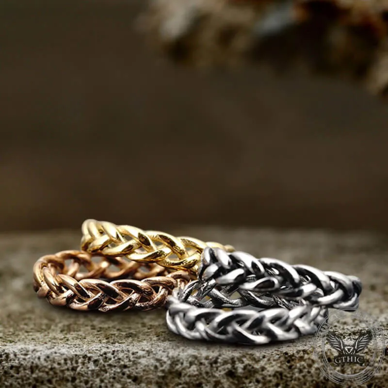 Simple Hollow Braided Twist Stainless Steel Ring sold by GTHIC