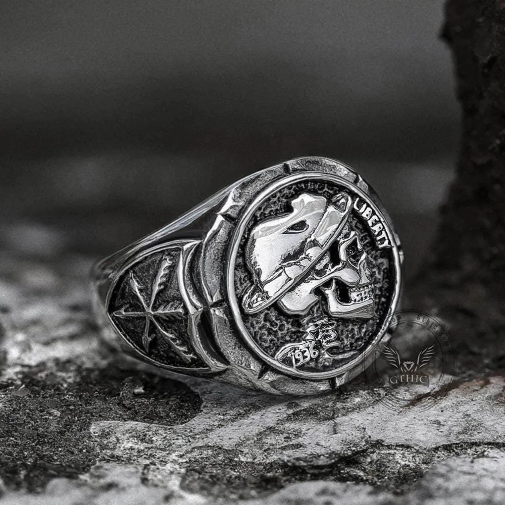 1936 Hobo Nickels Liberty Stainless Steel Skull Ring sold by GTHIC product image thumbnail 3