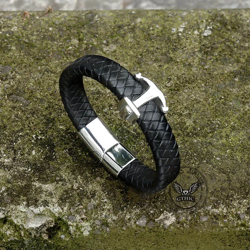 Anchor Stainless Steel Leather Bracelet sold by GTHIC product image thumbnail 3