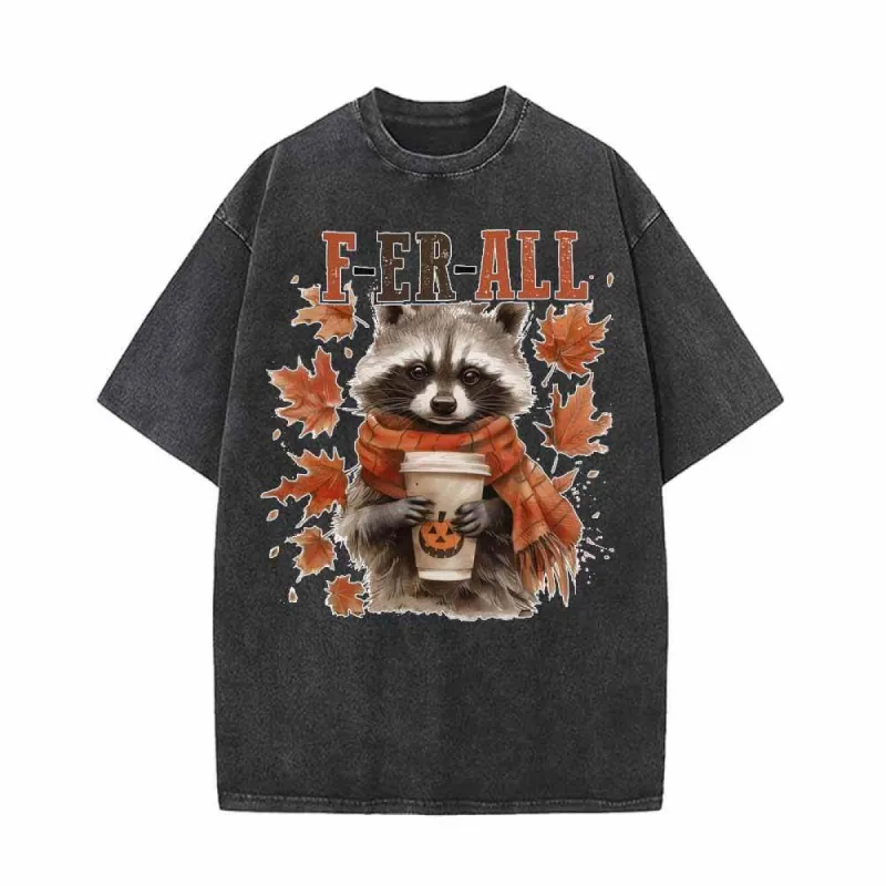 Ferall Raccoon Maple Leaf Vintage Washed T-shirt sold by GTHIC