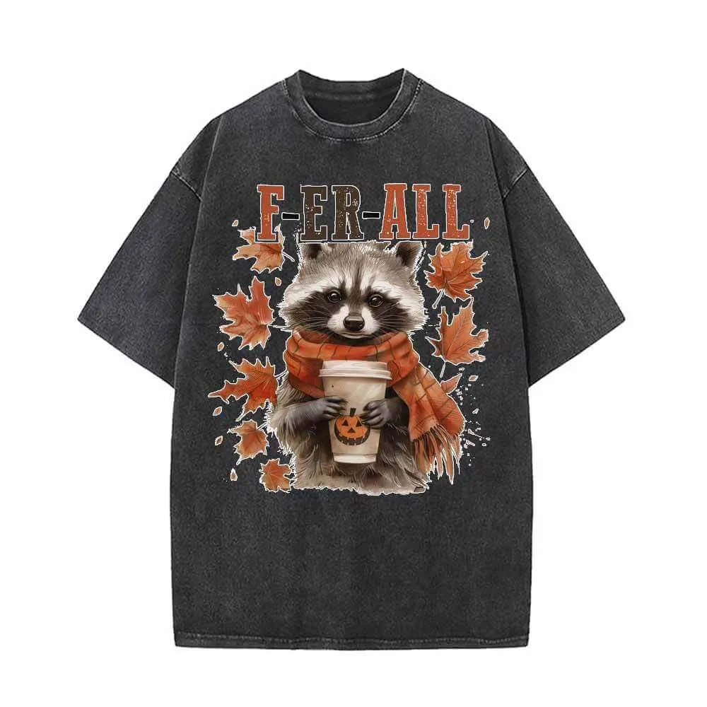 Ferall Raccoon Maple Leaf Vintage Washed T-shirt sold by GTHIC