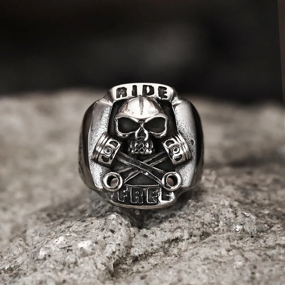 Retro Punk Stainless Steel Skull Ring sold by GTHIC