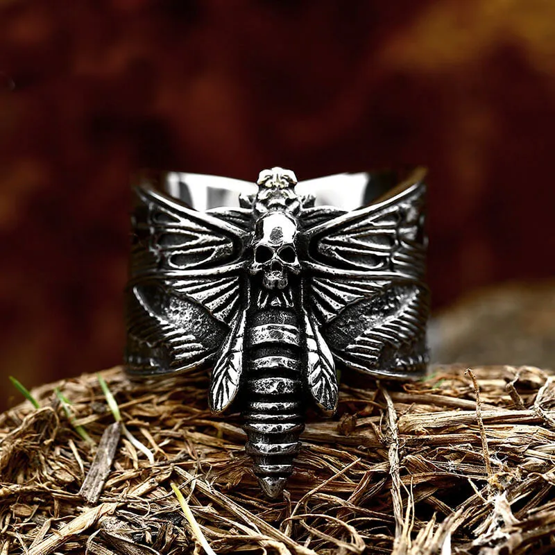 Death Head Moth Stainless Steel Skull Ring sold by GTHIC