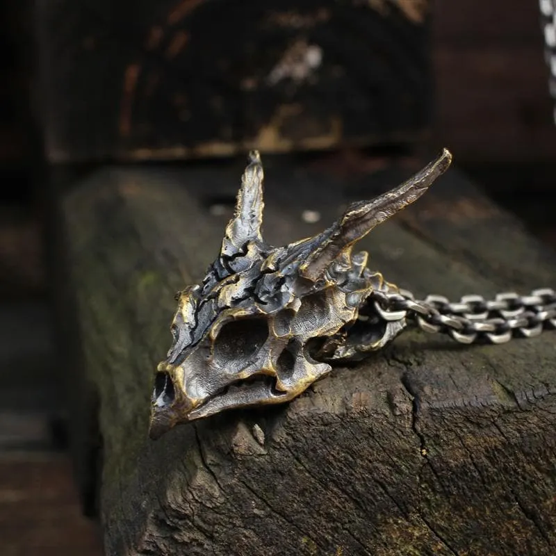 Dragon Sterling Silver Mens Skull Necklace sold by GTHIC