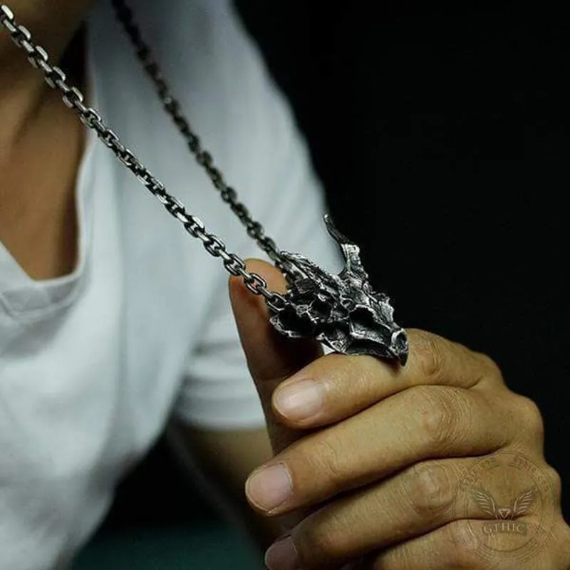 Dragon Sterling Silver Mens Skull Necklace sold by GTHIC product image thumbnail 4