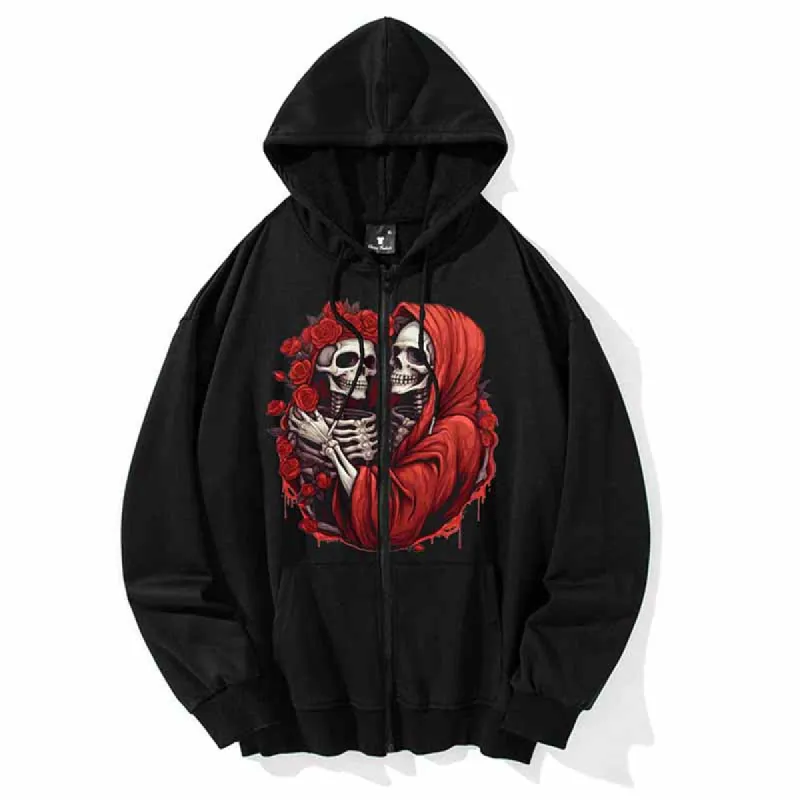Gothic Skull Wedding Print Hoodie Coat sold by GTHIC