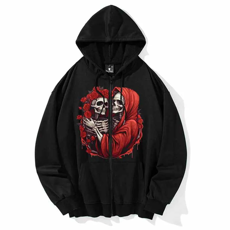 Gothic Skull Wedding Print Hoodie Coat sold by GTHIC