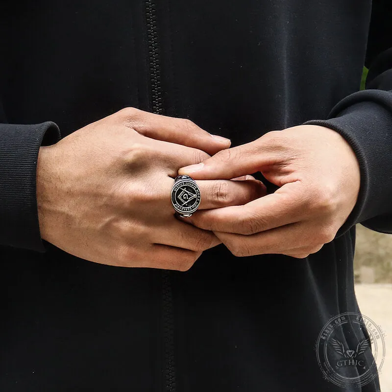 Mason Symbol Stainless Steel Skull Ring sold by GTHIC product image thumbnail 2