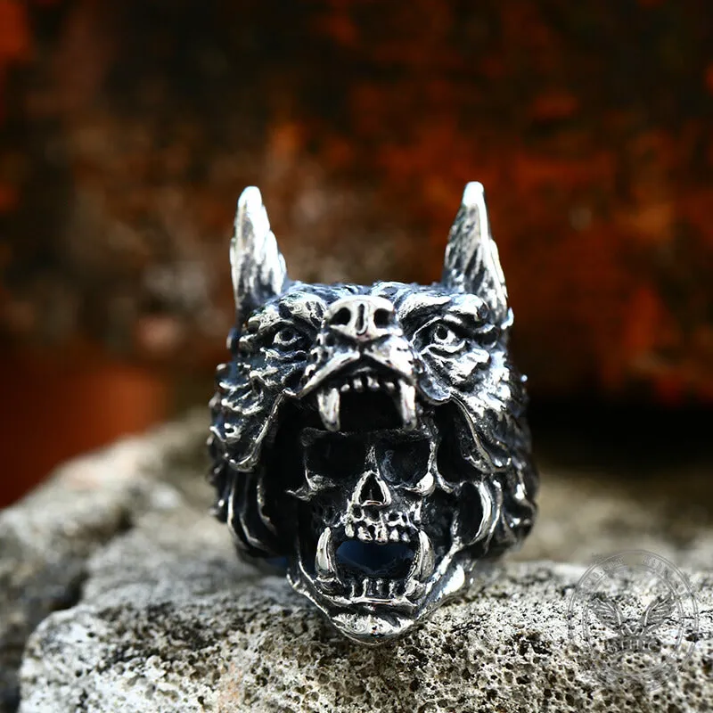Wolf Warrior Stainless Steel Skull Ring sold by GTHIC product image thumbnail 5