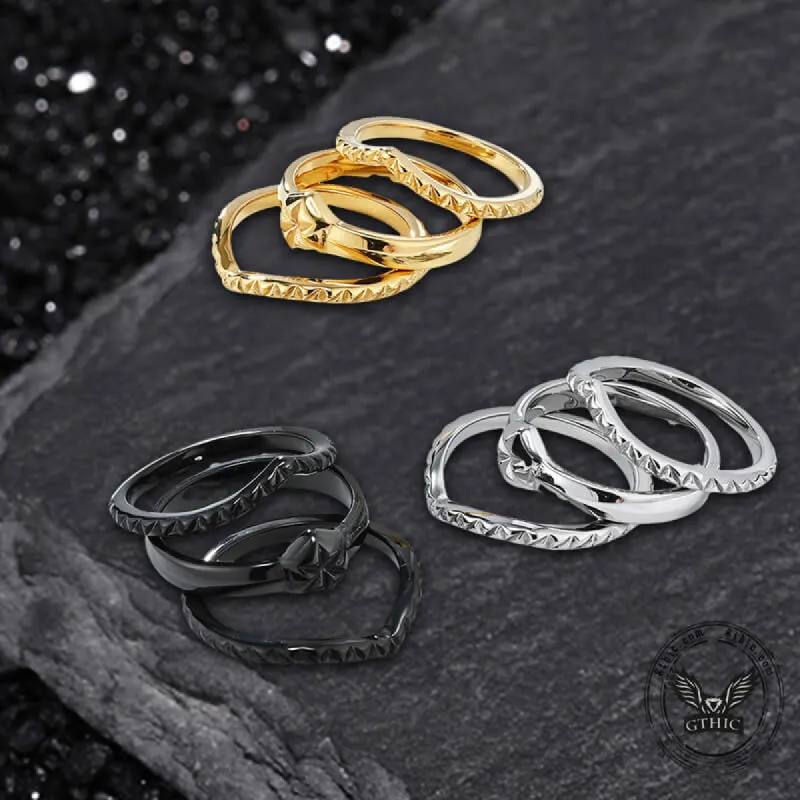 Simple Petal Stainless Steel Stacked Ring sold by GTHIC