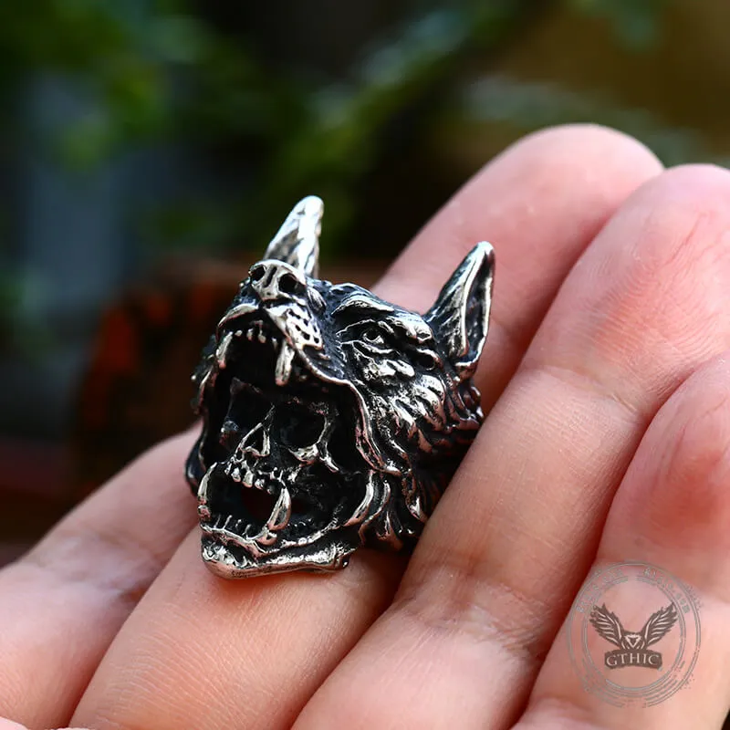 Wolf Warrior Stainless Steel Skull Ring sold by GTHIC product image thumbnail 2