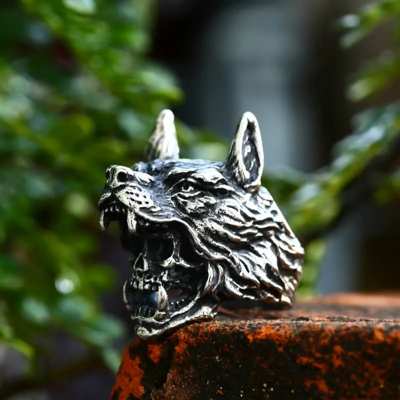 Wolf Warrior Stainless Steel Skull Ring sold by GTHIC