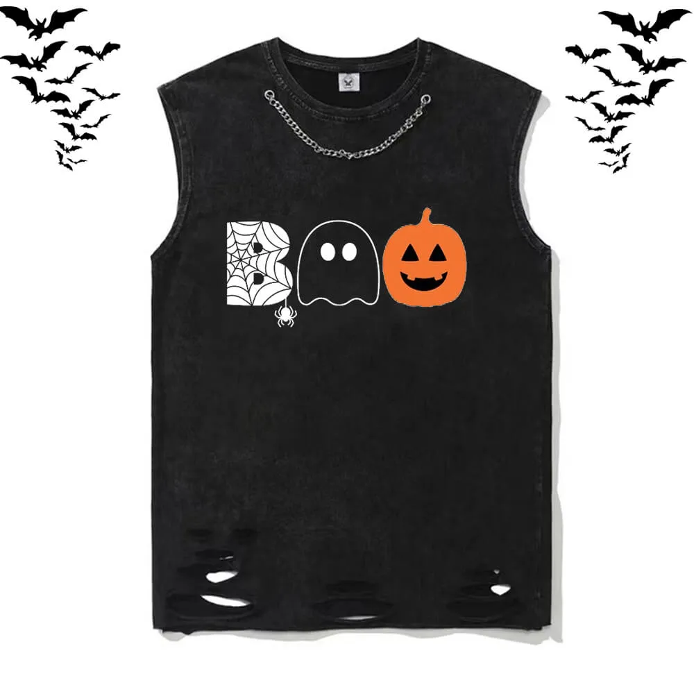 Vintage Washed Bad Ghost Pumpkin Vest Top sold by GTHIC