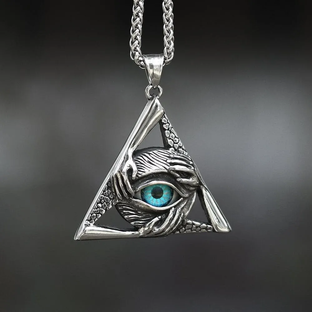 Triangular Evil Eye Skull Bones Stainless Steel Pendant sold by GTHIC