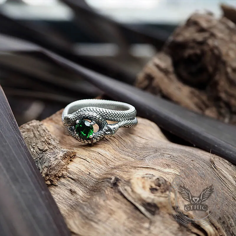 Gothic Stone Set Sterling Silver Snake Ring sold by GTHIC product image thumbnail 3