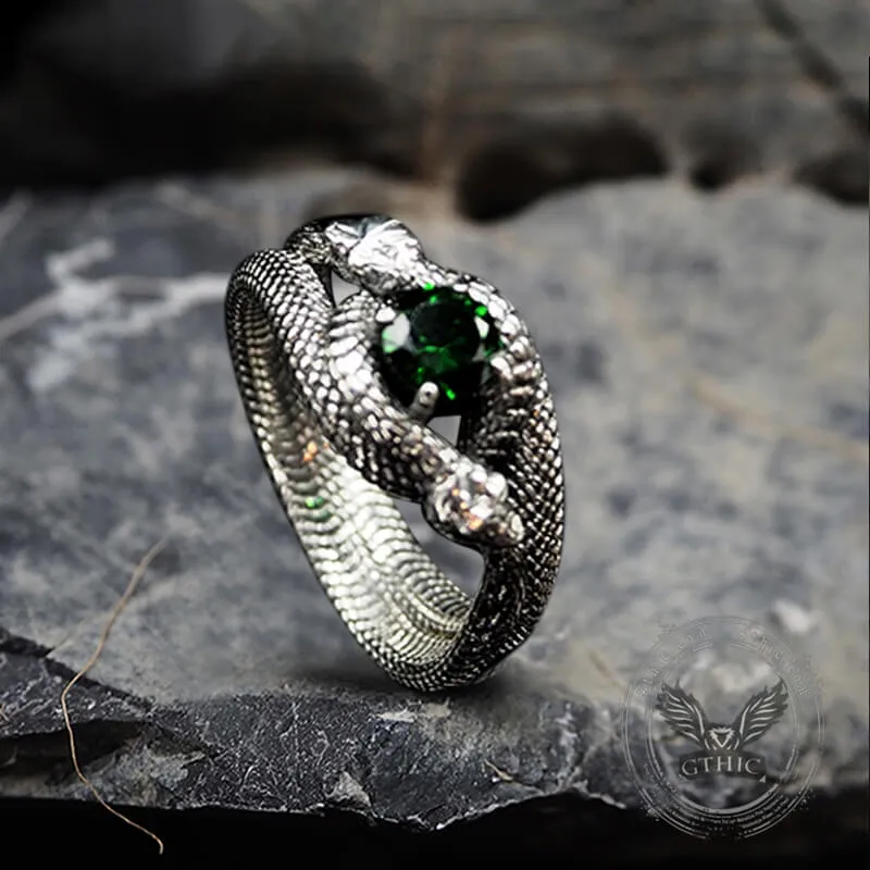 Gothic Stone Set Sterling Silver Snake Ring sold by GTHIC product image thumbnail 5