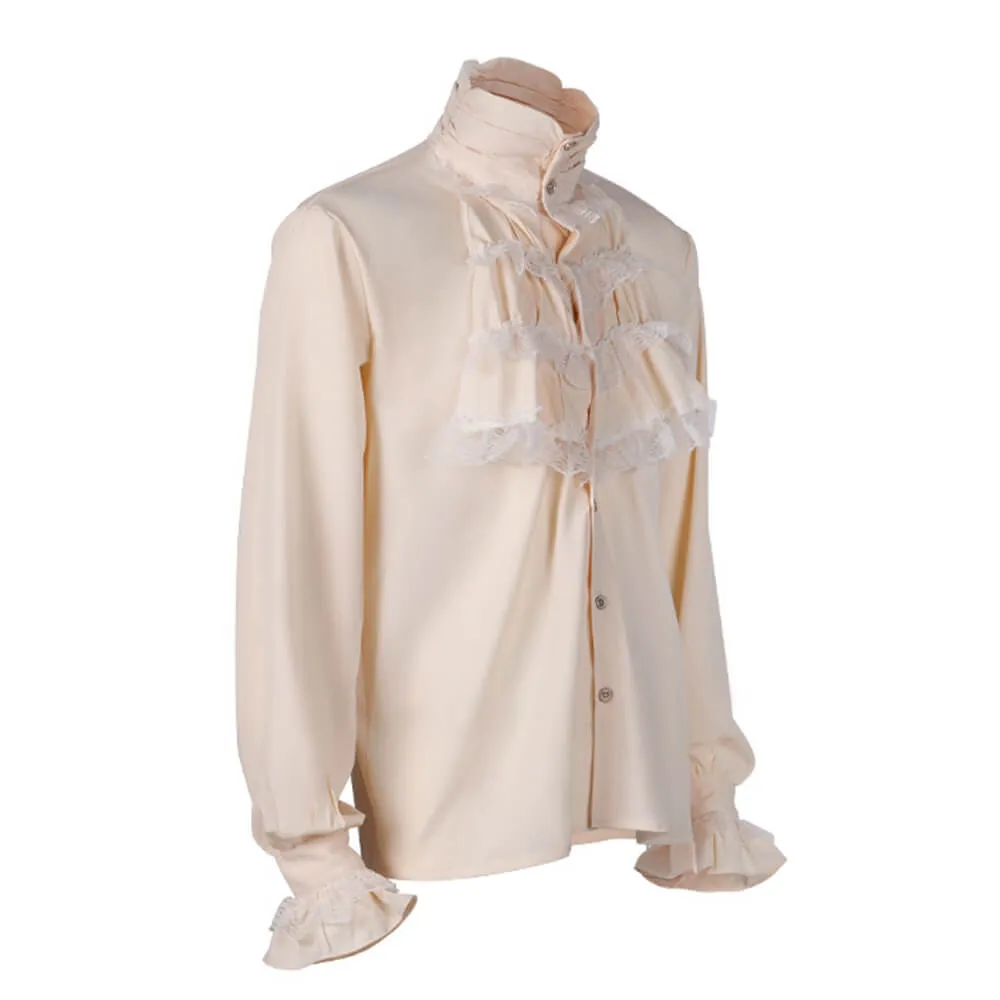 Men's Medieval Gothic Ruffled Stand Collar Long Sleeve Shirt sold by GTHIC product image thumbnail 5