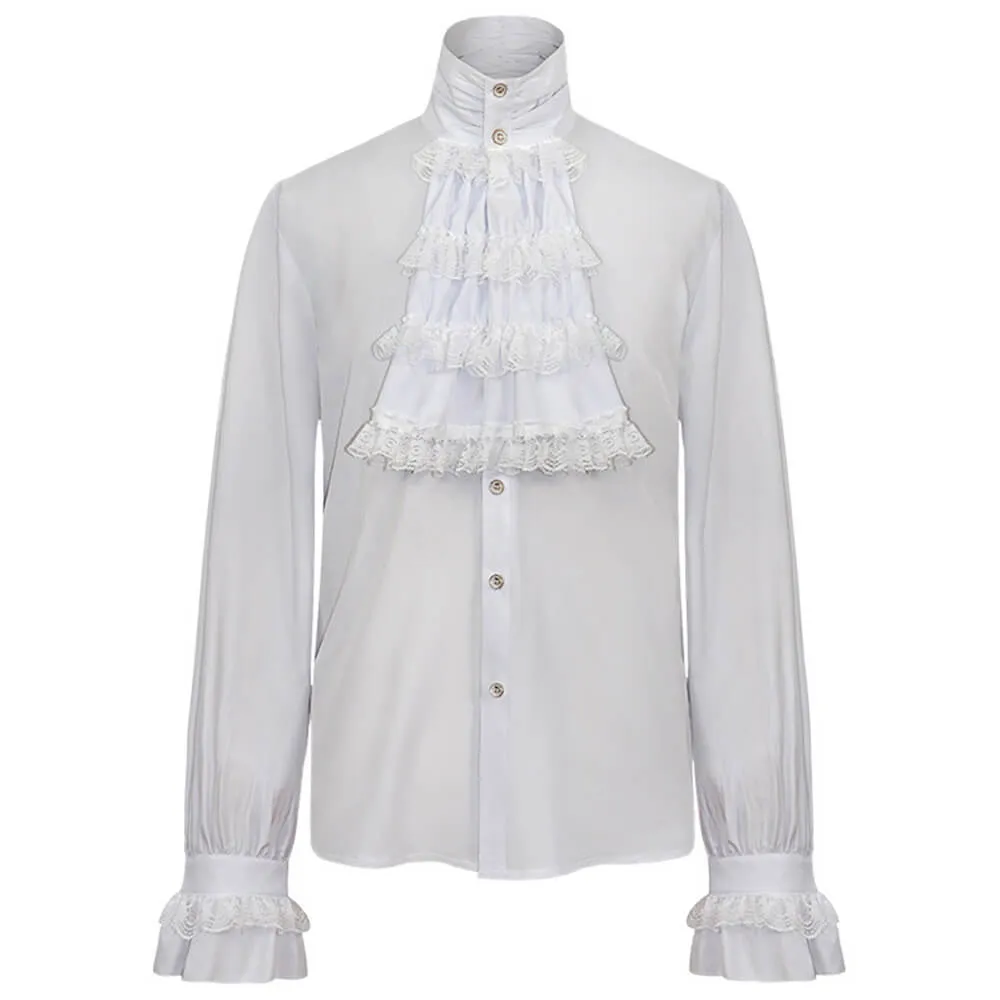 Men's Medieval Gothic Ruffled Stand Collar Long Sleeve Shirt sold by GTHIC product image thumbnail 3