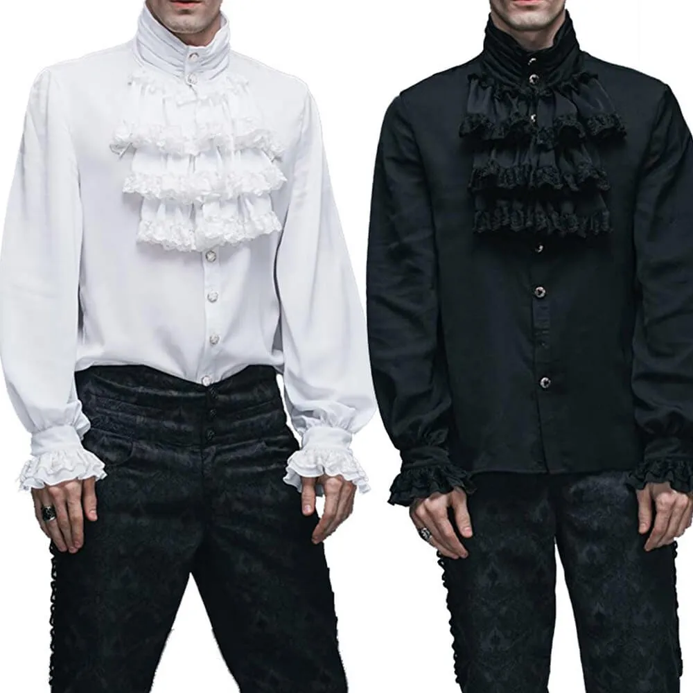 Men's Medieval Gothic Ruffled Stand Collar Long Sleeve Shirt sold by GTHIC product image thumbnail 2