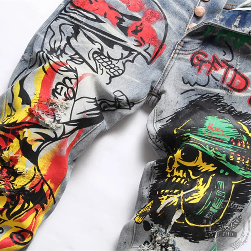 Stylish Flame Cotton Skull Pants sold by GTHIC product image thumbnail 3
