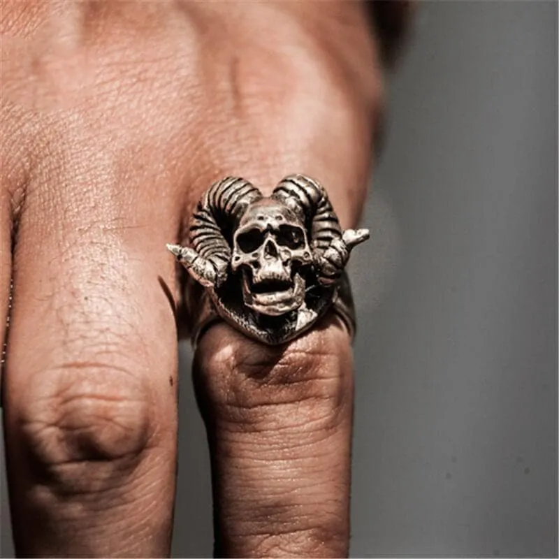 Horn Sterling Silver Skull Ring sold by GTHIC product image thumbnail 2